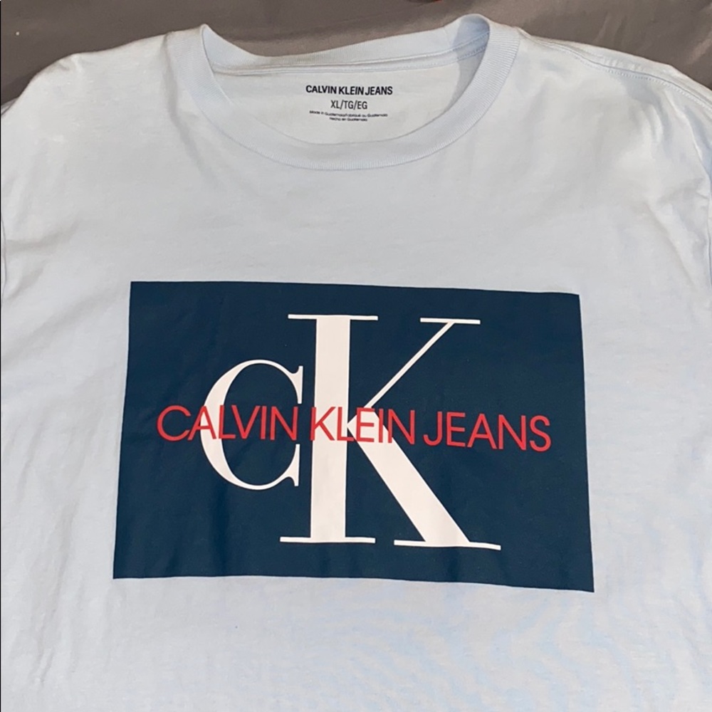 Blue Calvin Klein Box logo tee